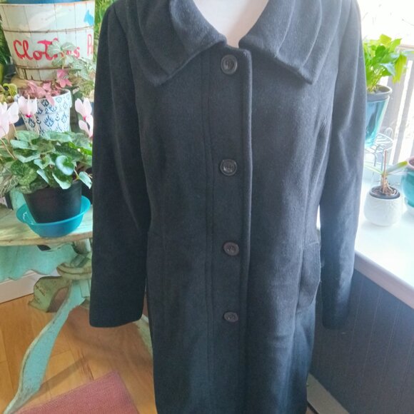 George Simonton Women's Wool Coat Black Retro Princess Coat Size 14 - Picture 3 of 10